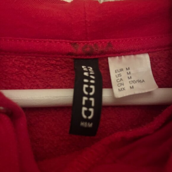 Women's Red Cropped Hoodie Sweater H&M Medium - Picture 3 of 3